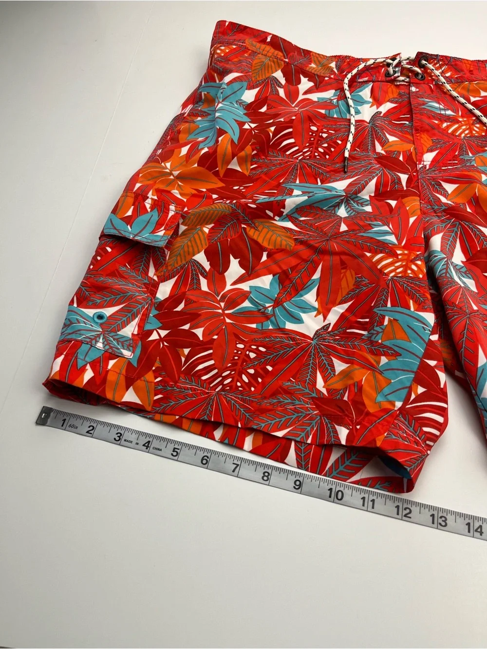 Tommy Bahama Relax Mens XXL Mesh Lined Swim Trunk Hawaiian Red Orange Cargo NEW